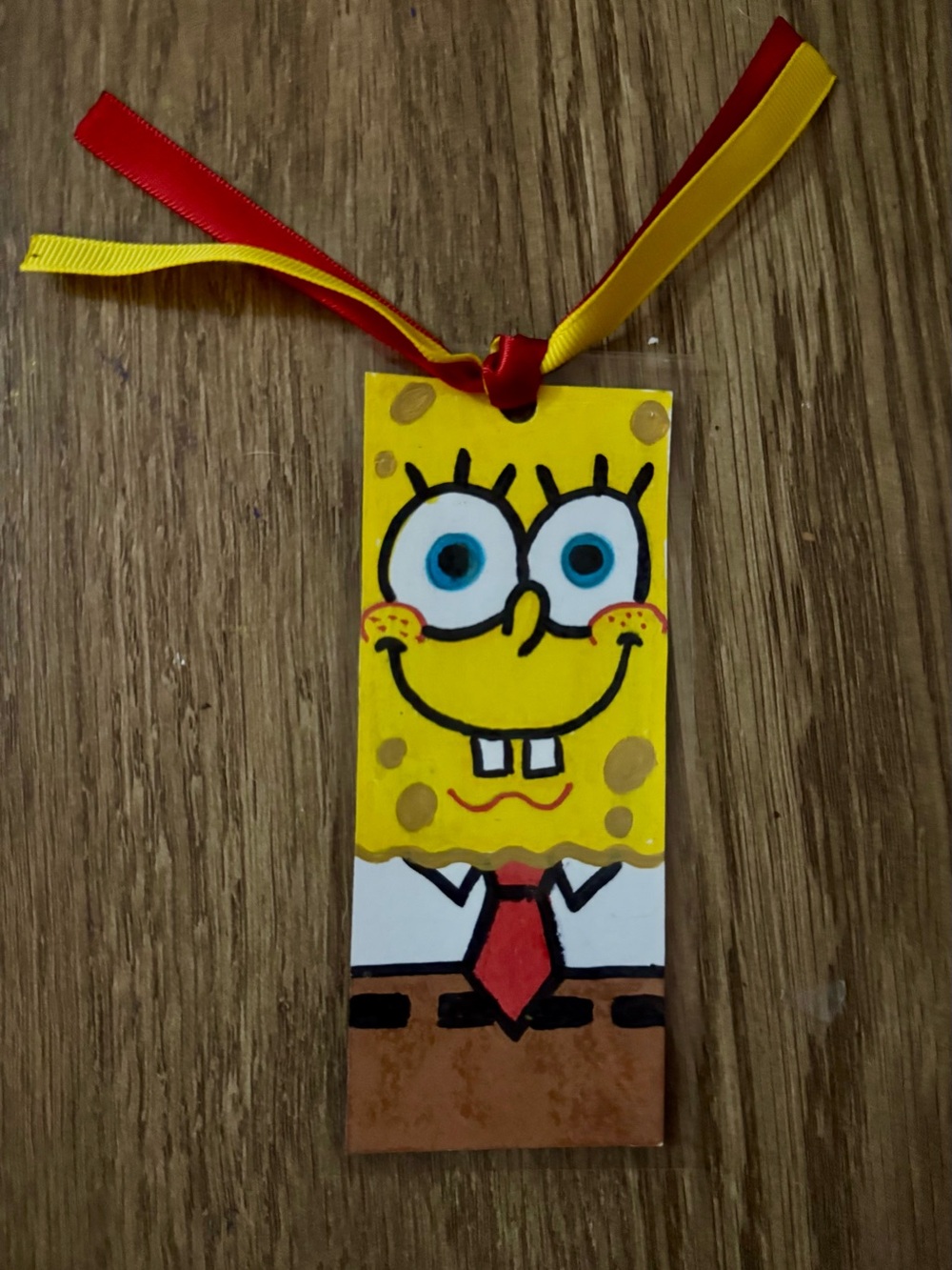 Hand painted laminated SpongeBob  bookmark!